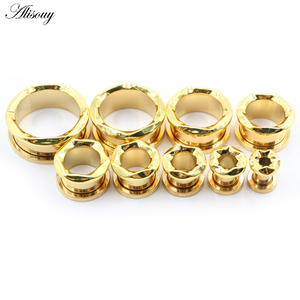 Alisouy 2 buah anting-anting tindik tubuh, anting-anting perenggang penyumbat lubang telinga berulir baja tahan karat - Product Image 5