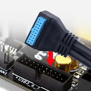 USB3.0 Data Cable 20Pin Right Angle Connector For PC Expansion With Screw Hole Stackable Design - Product Image 1