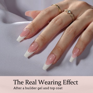 XCOATTIPS 150 faux ongles de haute qualité en gros, forme cercueil moyenne, couvrance totale, French Manucure, en gel souple, à presser - Product Image 3