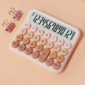 New Mechanical Switch Calculator Pink Electronic Calculator Cute 12 Digit Large LCD Display Buttons Calculator Large LCD Display