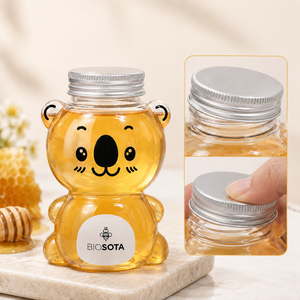 ขวดโหลใสทรงหมีน่ารักสำหรับขายส่ง ฝาสีเงิน PET เกรดสำหรับอาหาร ใช้เก็บอาหารในครัว เช่น <span class=keywords><strong>นม</strong></span> ชา น้ำผลไม้ กาแฟ - Product Image 2