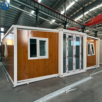 Maison préfabriquée extensible en conteneur de 40 pieds, 30 pieds, 20 pieds, en acier léger, pliable, préfabriquée, petite maison, villa, maison modulaire pliable
