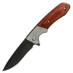 Wholesale price popular outdoor professional folding hunting tactical knife wooden handle folding pocket knife for men