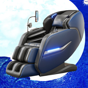Massage Chair SL Rail Dual Mechanism 31-60 Airbags Fully Automatic <b>Zero</b> Gravity Home Use PU Leather Blue White - Product Image 1