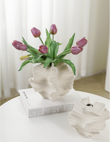 Vase en céramique blanche de style européen, texture mate, hydroponique, pour fleurs séchées, boutures, vase en céramique pour la maison