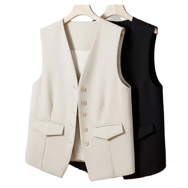 Elegant Suit Vest Female Spring Autumn New Jacket Korean Style Loose Sleeveless Coat Single-Breasted Cardigan Vest