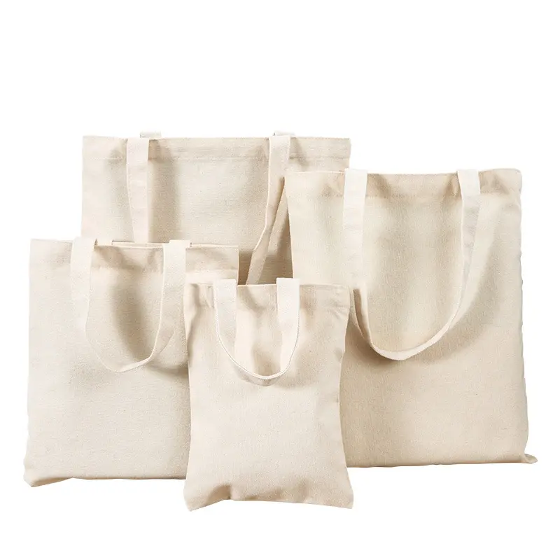 Bolsa de ombro de lona de grande capacidade dobrável sacola de algodão ecológica reutilizável DIY bolsa de ombro sacola de compras bege