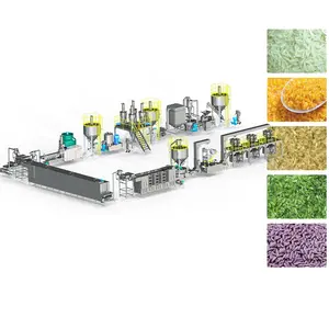 Mesin pembuat beras yang diperkuat sekrup ganda mesin pembuat nasi buatan instan ekstruder