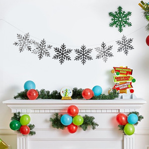 Décorations de Noël : Guirlandes en papier à coudre, flocons de neige, lettres de Noël, drapeaux de Noël, décoration de fête, aménagement de scène, 6 pièces - Product Image 3