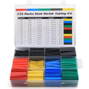 530pcs Colorful Durable Heat Shrink Tubing Wire Protection Sleeve Insulation Sleeve Box Heat Shrink Wrap Tube Heat Shrink Tube