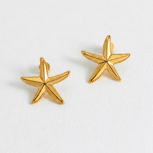 Pendientes de estrella de mar extragrandes, impermeables, chapados en oro PVD, de latón, regalo de aniversario para esposa, nuevo diseño, joyería de latón. - Product Image 1