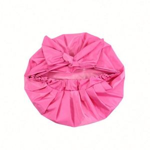 Nuevo Gorro de Ducha de Satén de Color Sólido para Mujer, con Lazo, Informal, Diario, Impermeable - Product Image 6