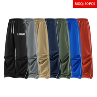 Pantalon large pour homme à taille élastique, séchage rapide, logo personnalisé, 140 GSM, tissé 100% polyester, froncé, broderie, vente en gros