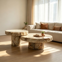 Table basse ronde en onyx doré de style italien moderne, table à thé pour la décoration de la maison, meubles de salon, hôtel, bar, café