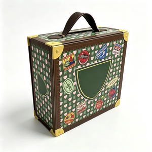 Foldable Gift <b>Box</b> with PU Handle, Full-Color Print Custom Logo, Eco-Friendly Cardboard Packaging for Presents & Storage - Product Image 1