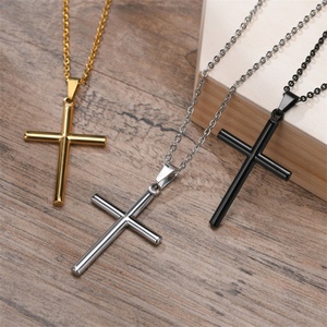 Wholesale Gold Plated <b>Cross</b> Pendant Stainless Steel <b>Cross</b> Necklace for Men - Product Image 3