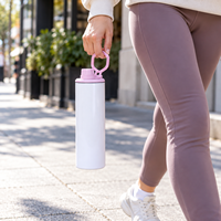 Bouteille d'eau isotherme en acier inoxydable à double paroi de 20 oz, vierge pour sublimation, avec couvercle et poignée – Vente en gros