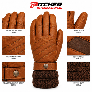Gants d'hiver en peau de mouton en gros, compatibles écran tactile, doublés laine, pour détaillants de mode, logo personnalisé, fourniture directe usine - Product Image 3