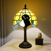 Lampe de chevet moderne en vitrail, best-seller, lampe de table artisanale personnalisée pour filles, cadeaux d'anniversaire pour enfants, lampe chat jaune