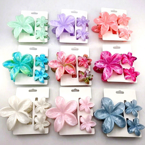 Lot de 3 pinces à cheveux multicolores en forme de fleur pour femmes et filles, antidérapantes, mignonnes, accessoires de mode, barrettes crabe - Product Image 1