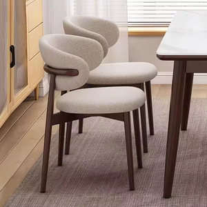 Silla <span class=keywords><strong>de</strong></span> Comedor Moderna <span class=keywords><strong>de</strong></span> Cuero con Respaldo Circular y Cojines Suaves Adecuada <span class=keywords><strong>para</strong></span> Familias Hoteles Cocinas - Product Image 3
