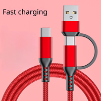 Câble de charge rapide USB A vers Type C 2 en 1, 60W, Type C vers Type C, synchronisation des données, cordon tressé en nylon pour téléphone 17 Samsung Xiaomi Redmi