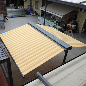 Auvent papillon noir haut de gamme autoportant abri solaire télécommande en aluminium <span class=keywords><strong>Cassette</strong></span> complète auvent Double face pour <span class=keywords><strong>café</strong></span> - Product Image 5