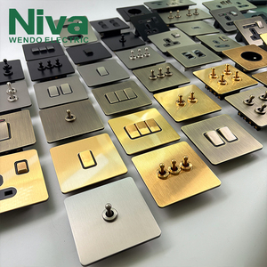 Accessori elettrici interruttori della luce in metallo acciaio inossidabile pannello UK Vintage interruttore a parete e prese di casa 1 banda 2 vie - Product Image 1