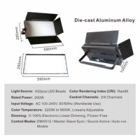 Panneau LED 200W, lumière de studio douce, CRI 90+, sans scintillement, DMX512, blanc chaud, pour diffusion, cinéma, télévision, théâtre, scène, salle, éclairage d'église