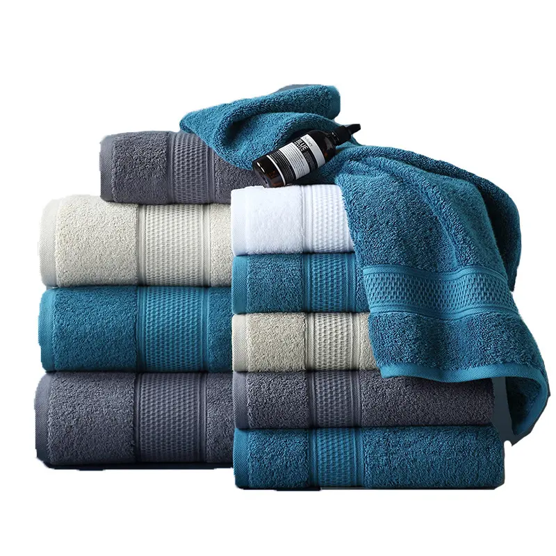 Custom Logo Bath Towel 16S Pure Cotton 4 Color Hotel Hand Towels Bath 100% Cotton Towel Set