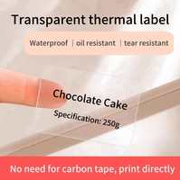 Rouleau d'étiquette transparente de logo personnalisé de haute qualité 60mm * 40mm PET clair autocollant étanche vinyle étiquettes thermiques transparentes