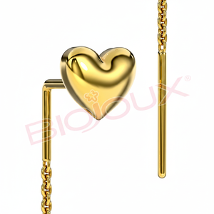 Pendientes de Corazón de Acero Inoxidable Chapados en Oro de 50 mm Grace para Mujer, Modernos, Hipoalergénicos, para Fiestas - Product Image 2