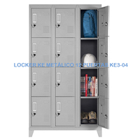 Armoire de rangement moderne en acier à 15 portes Portes durables à fermeture automatique Capacité de 68 à 111 lb Unité de rangement multifonctionnelle Serrure à clé pour