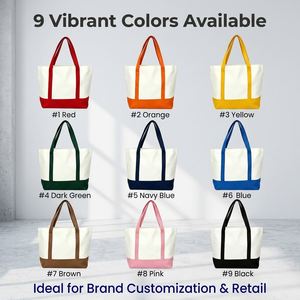 Custom Logo Color Block Fabric Tote <b>Bag</b> Bottom Splicing Flat Side Shopper <b>for</b> <b>Women</b> Travel Retail Shopping and Brand Promotion - Product Image 1