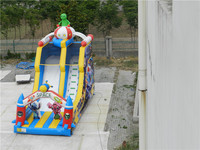 Nouvelle conception de toboggan gonflable combiné pour parc spatial, château gonflable amusant pour jeux en plein air, usage commercial, matériau PVC, 500 kg