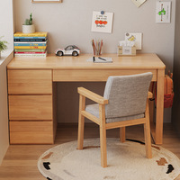 Bureau d'étude moderne en bois massif avec bibliothèque intégrée pour le bureau à domicile et l'utilisation des étudiants, adapté à la chambre à coucher, fabrication chinoise