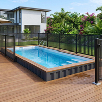Petite piscine conteneurisée pour jardin, 20ft 30ft, taille personnalisée, piscine extérieure en acier pour la maison, mobile, installation facile, OEM, usine chinoise