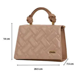 Sac bandoulière matelassé en cuir verni Fana Wendy Lisa Nude Gold pour femme – Tendance toutes saisons - Product Image 3