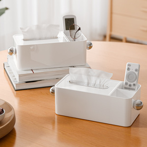 Multifunctional Tissue Box Plastic Desktop Storage With Compartment For Living Room Coffee Table Use - Product Image 2
