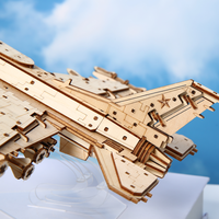 Kit d'assemblage artisanal DIY d'avion de chasse militaire en bois découpé au laser 3D, en gros