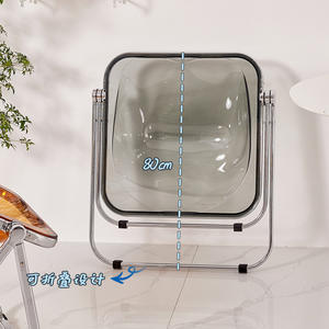 Chaise pliante simple et moderne, usage commercial, design transparent, gain de place, métal et plastique, chaise de salle à manger minimaliste, école - Product Image 5