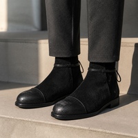 Bottes montantes de luxe pour hommes en cuir véritable et daim, à lacets, avec support de voûte plantaire Goodyear, classiques, décontractées, confortables pour l'hiver et l'automne