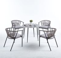 Chaise de Salle à Manger d'Extérieur Empilable Hotsell 2023 en Corde Tressée, avec Cadre en Fer Métallique et Coussin Imperméable, pour Patio, Café et Jardin, Vente en Gros