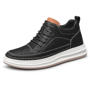 Zapatillas Negras de Hombre Estilo Coreano de Moda, Casuales, de Caña Alta, con Aumento de Altura Oculto, Punta Baja y Forro de Malla, Ideales para Otoño - Product Image 6