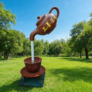 Arte Público Exterior Personalizado <span class=keywords><strong>de</strong></span> Gran Tamaño, Artesanías <span class=keywords><strong>de</strong></span> Metal <span class=keywords><strong>de</strong></span> Acero Inoxidable, Teteras Gigantes, Fuentes Fluidas, Esculturas, Decoraciones <span class=keywords><strong>de</strong></span> Jardín - Product Image 2