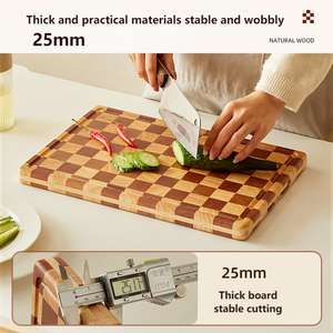 Nouvelle arrivée <span class=keywords><strong>Planche</strong></span> à découper en ébène à carreaux avec fente <span class=keywords><strong>pour</strong></span> le jus et poignée Bloc de <span class=keywords><strong>boucherie</strong></span> en bois Plateau de service Légumes Steak Fromage - Product Image 2