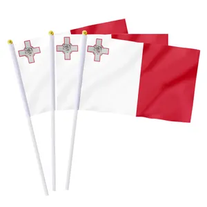 Promotional Product Hot Sale Cheap Screen Print 20x30cm 100%Polyester double-side custom Malta hand flag