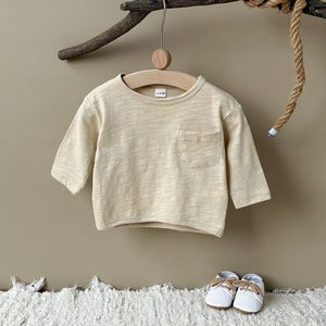 Çocuk rahat uzun kollu bambu pamuk T-Shirt erkek kız rahat bebek üst için bahar sonbahar ince tasarım giyim - Product Image 3