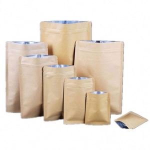 Sacs en papier kraft à fond plat avec fermeture éclair pour aliments, emballage de café, pochettes personnalisées imprimées 11x18,5 cm, pack promotionnel 2026 - Product Image 1