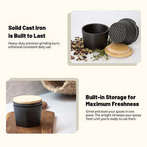 ชุดเครื่องครัวเหล็กหล่อสำหรับเครื่องบดเครื่องเทศ-เครื่องบดพริกไทยด้วยมือสำหรับสมุนไพรเครื่องเทศเครื่องบดเกลือและชุดสาก - Product Image 5